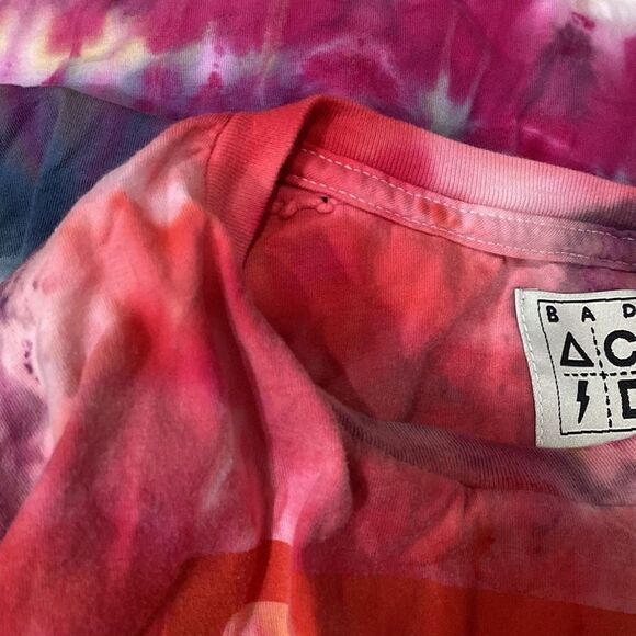 BAD ACID Upcycled TIE DYE Rainbow CREWNECK unisex short sleeved Tee sz MEDUIM - Picture 7 of 10